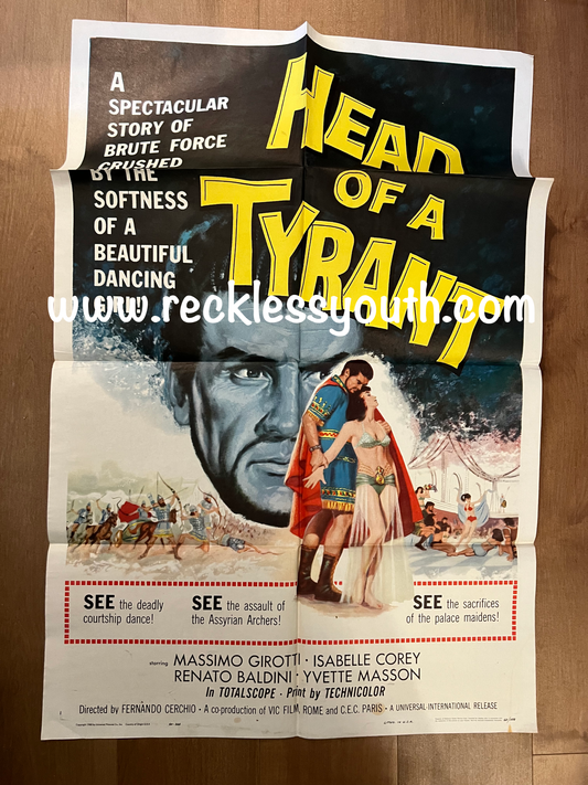 Head of A Tyrant - 1959 - Rare  - Vintage Movie Poster One Sheet