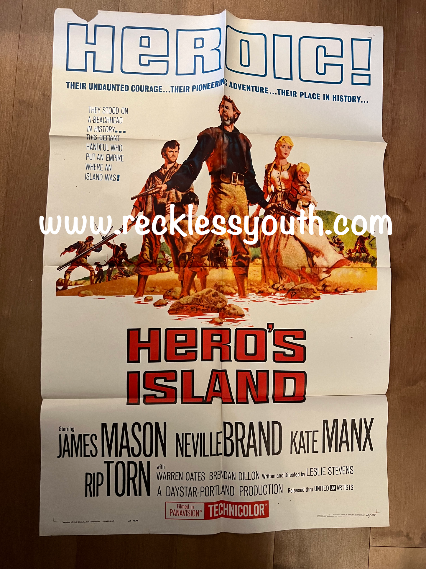 Hero’s Island - 1962 - Rare  - Vintage Movie Poster One Sheet